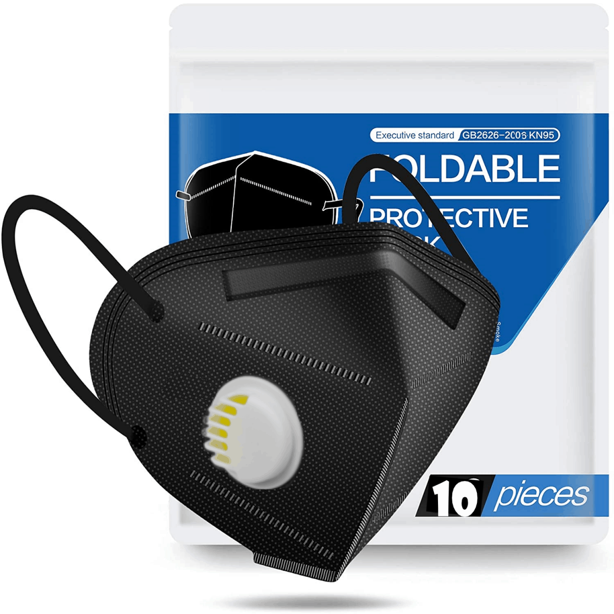 Black KN95 Mask With Valve