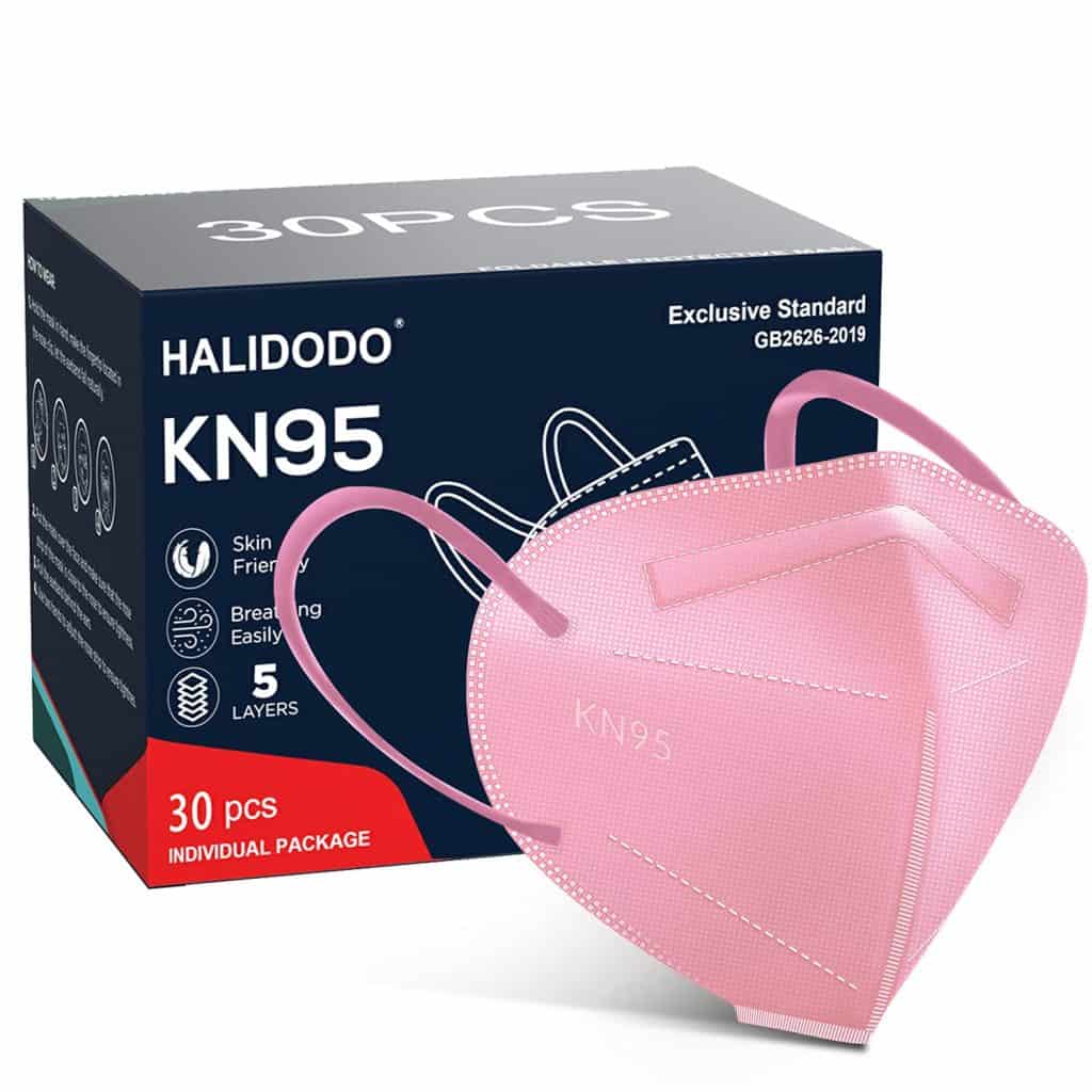 30 Packs KN95 Face Mask, 5-Plyers Protection Cup Dust Face Mask, Breathable Protection Mask for Women Man, Pink 5