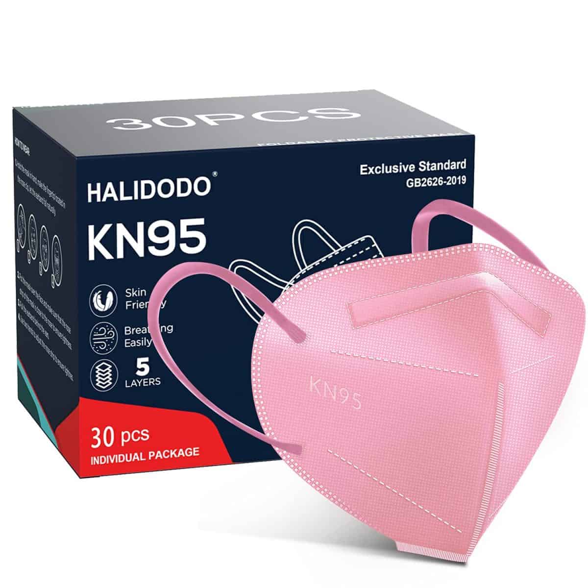 30 Packs KN95 Face Mask, 5-Plyers Protection Cup Dust Face Mask, Breathable Protection Mask for Women Man, Pink 5