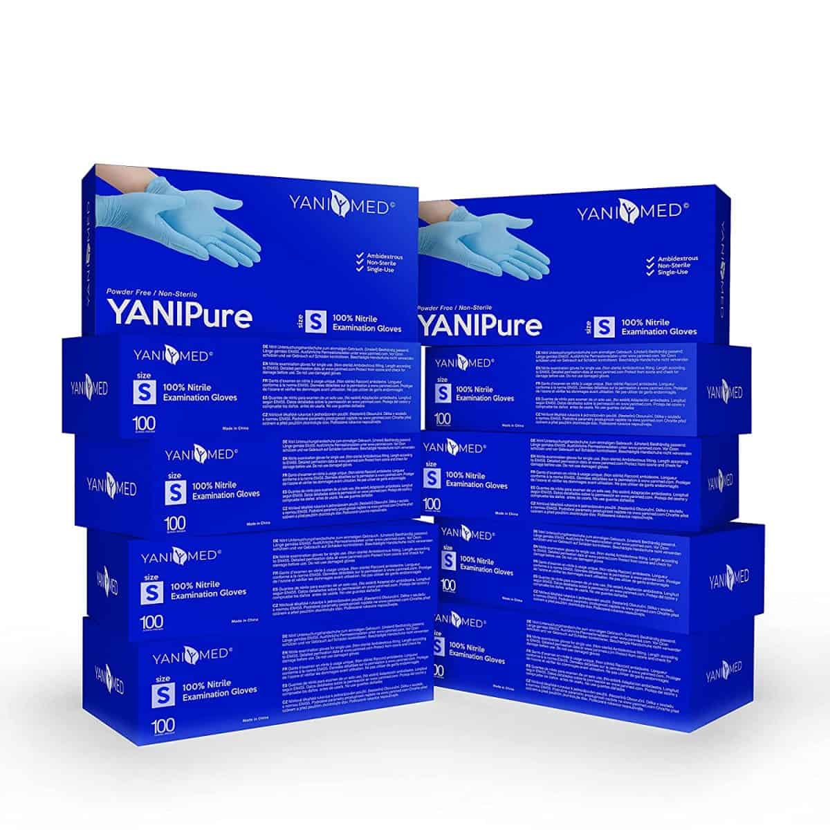 YANIPure 100% Nitrile Examination Gloves, Box of 100, Medium Exam Gloves, Powder Free, Latex Free, Rubber Free - Single Use Non-Sterile Protective Gloves for Medical Use (Medium, 100 Count) 3